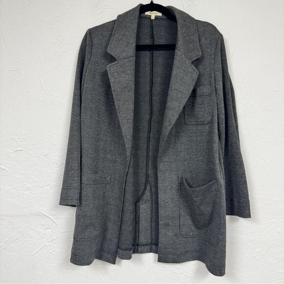 Madewell Grey Micro Plaid Long Line Blazer Jacket Womens S Preppy Classic Fall - Picture 1 of 11